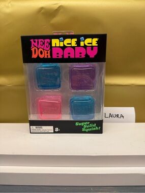 NeeDoh Nice Ice Baby 4 pack, Set of Four Nee Doh Mini Nice Cube Pink Blue Purple